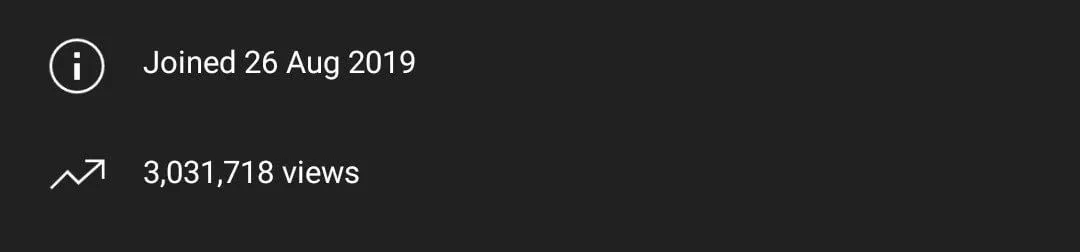 The YouTube channel past 3 million views